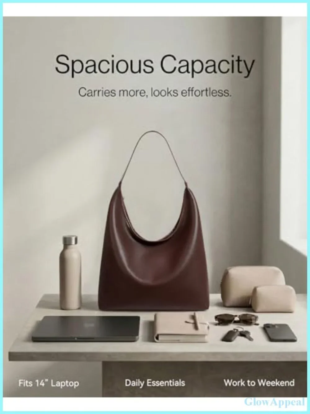 Large Hobo Bag for Women Soft Vegan Leather Shoulder Tote with Zipper